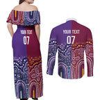 Broncos Vs Storm Rugby NRL Custom Indigenous Couples Matching Off Shoulder Maxi Dress and Long Sleeve Button Shirt Fight To The Last - Aussie Hoodie