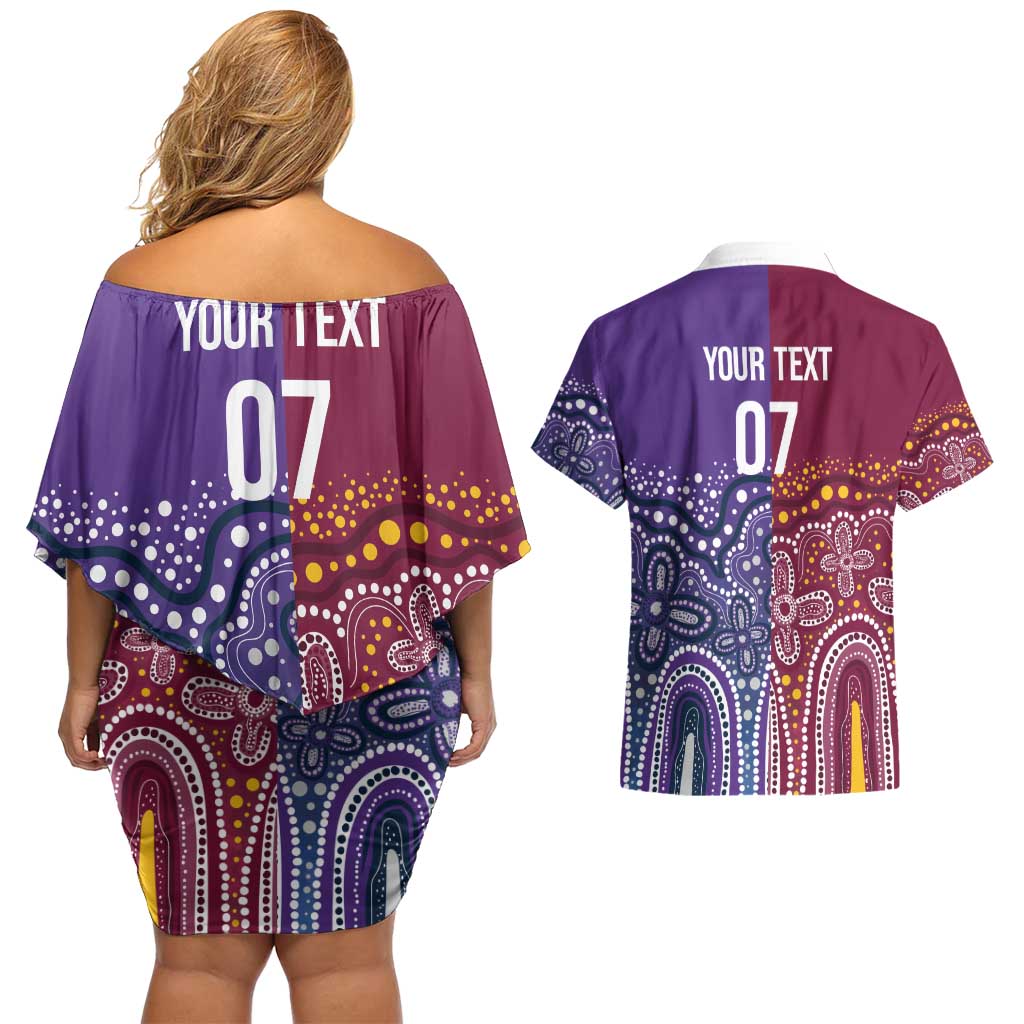 Broncos Vs Storm Rugby NRL Custom Indigenous Couples Matching Off Shoulder Short Dress and Hawaiian Shirt Fight To The Last - Aussie Hoodie