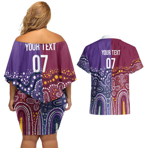 Broncos Vs Storm Rugby NRL Custom Indigenous Couples Matching Off Shoulder Short Dress and Hawaiian Shirt Fight To The Last - Aussie Hoodie