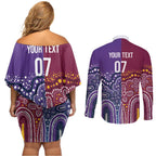 Broncos Vs Storm Rugby NRL Custom Indigenous Couples Matching Off Shoulder Short Dress and Long Sleeve Button Shirt Fight To The Last - Aussie Hoodie