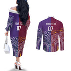 Broncos Vs Storm Rugby NRL Custom Indigenous Couples Matching Off The Shoulder Long Sleeve Dress and Long Sleeve Button Shirt Fight To The Last - Aussie Hoodie