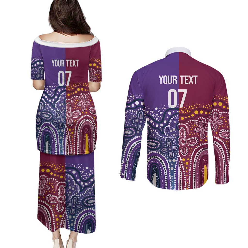 Broncos Vs Storm Rugby NRL Custom Indigenous Couples Matching Puletasi and Long Sleeve Button Shirt Fight To The Last - Aussie Hoodie