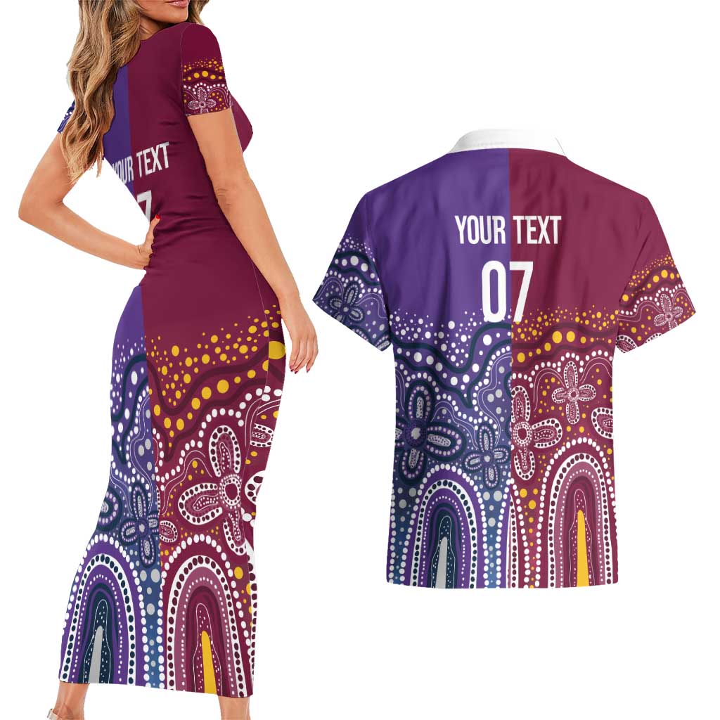 Broncos Vs Storm Rugby NRL Custom Indigenous Couples Matching Short Sleeve Bodycon Dress and Hawaiian Shirt Fight To The Last - Aussie Hoodie