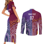 Broncos Vs Storm Rugby NRL Custom Indigenous Couples Matching Short Sleeve Bodycon Dress and Long Sleeve Button Shirt Fight To The Last - Aussie Hoodie