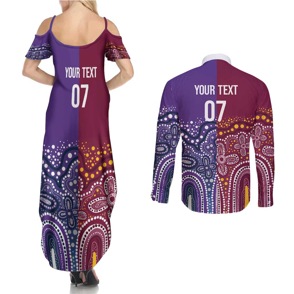 Broncos Vs Storm Rugby NRL Custom Indigenous Couples Matching Summer Maxi Dress and Long Sleeve Button Shirt Fight To The Last - Aussie Hoodie