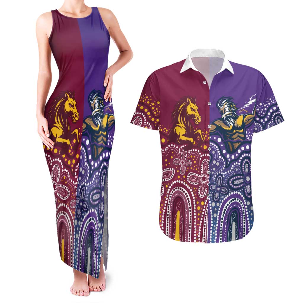 Broncos Vs Storm Rugby NRL Custom Indigenous Couples Matching Tank Maxi Dress and Hawaiian Shirt Fight To The Last - Aussie Hoodie