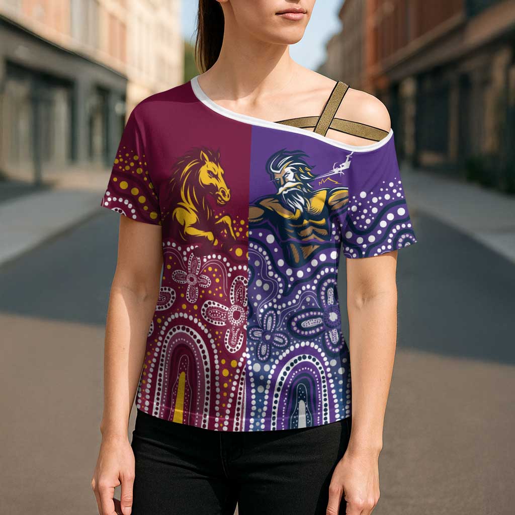 Broncos Vs Storm Rugby NRL Custom Indigenous Cross Shoulder Shirt Fight To The Last - Aussie Hoodie