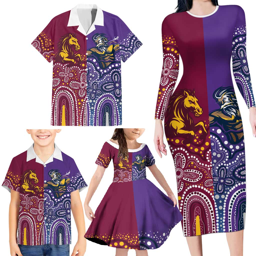 Broncos Vs Storm Rugby NRL Custom Indigenous Family Matching Long Sleeve Bodycon Dress and Hawaiian Shirt Fight To The Last - Aussie Hoodie