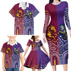 Broncos Vs Storm Rugby NRL Custom Indigenous Family Matching Long Sleeve Bodycon Dress and Hawaiian Shirt Fight To The Last - Aussie Hoodie
