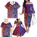 Broncos Vs Storm Rugby NRL Custom Indigenous Family Matching Off The Shoulder Long Sleeve Dress and Hawaiian Shirt Fight To The Last - Aussie Hoodie