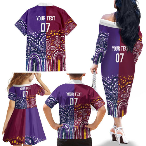 Broncos Vs Storm Rugby NRL Custom Indigenous Family Matching Off The Shoulder Long Sleeve Dress and Hawaiian Shirt Fight To The Last - Aussie Hoodie