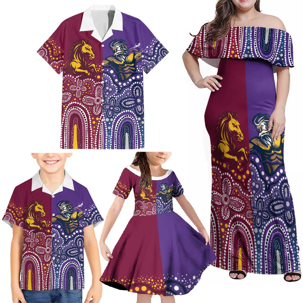 Broncos Vs Storm Rugby NRL Custom Indigenous Family Matching Off Shoulder Maxi Dress and Hawaiian Shirt Fight To The Last - Aussie Hoodie