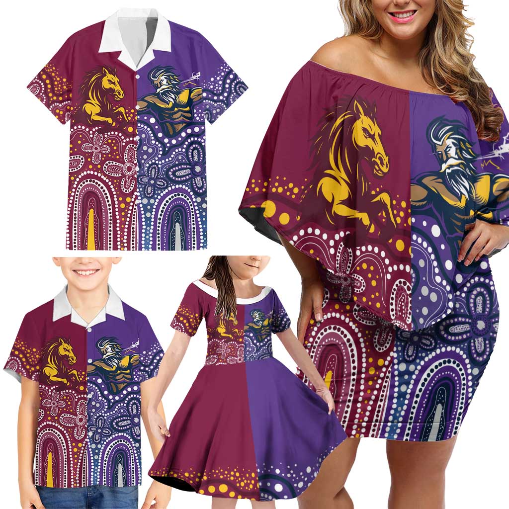 Broncos Vs Storm Rugby NRL Custom Indigenous Family Matching Off Shoulder Short Dress and Hawaiian Shirt Fight To The Last - Aussie Hoodie