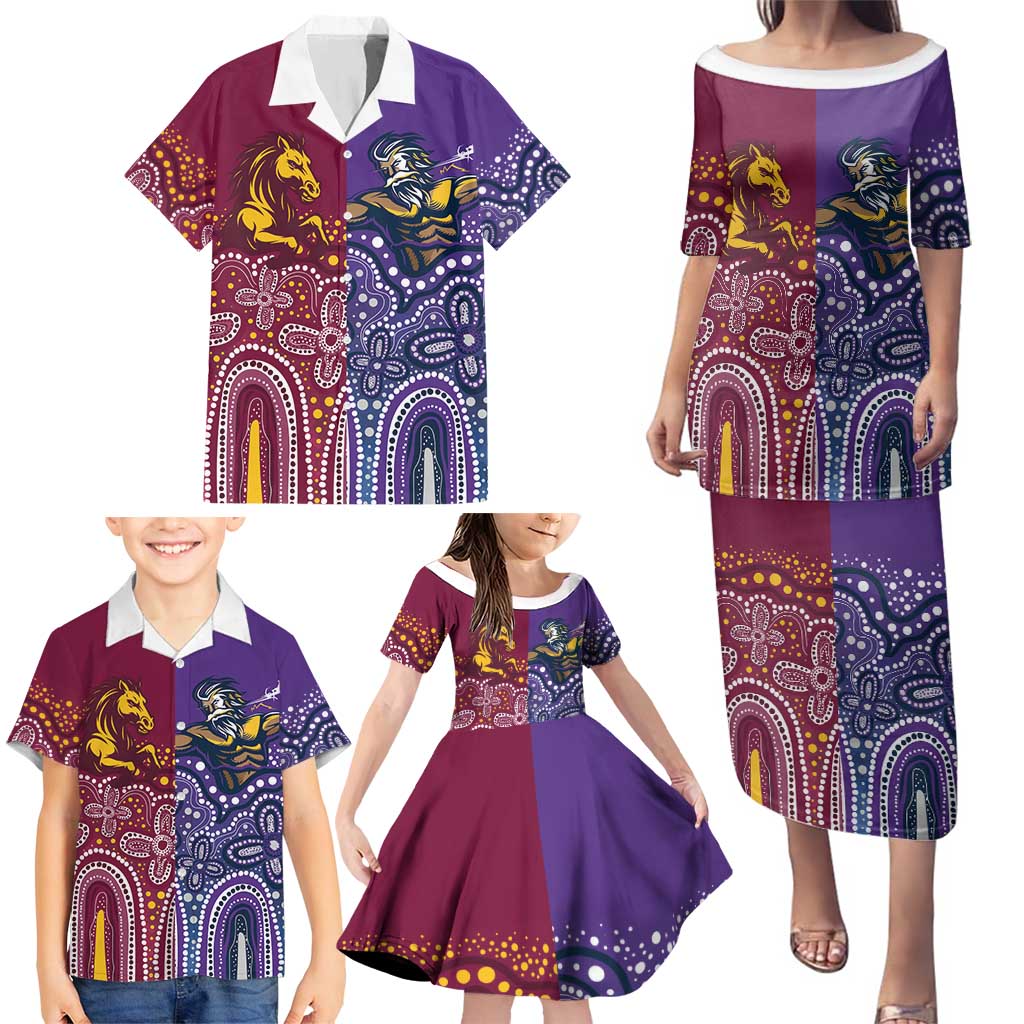Broncos Vs Storm Rugby NRL Custom Indigenous Family Matching Puletasi and Hawaiian Shirt Fight To The Last - Aussie Hoodie