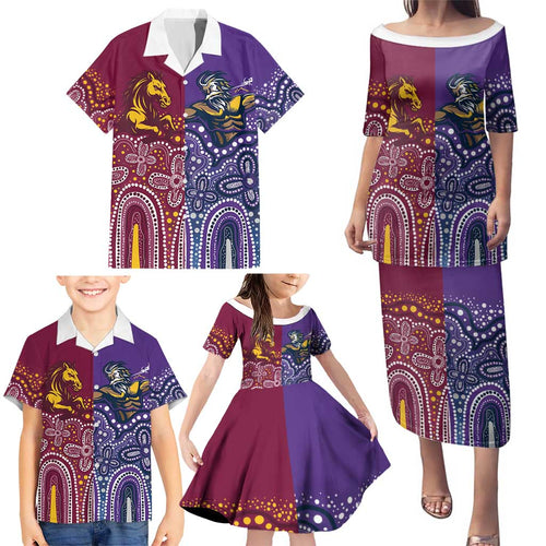 Broncos Vs Storm Rugby NRL Custom Indigenous Family Matching Puletasi and Hawaiian Shirt Fight To The Last - Aussie Hoodie
