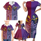 Broncos Vs Storm Rugby NRL Custom Indigenous Family Matching Short Sleeve Bodycon Dress and Hawaiian Shirt Fight To The Last - Aussie Hoodie