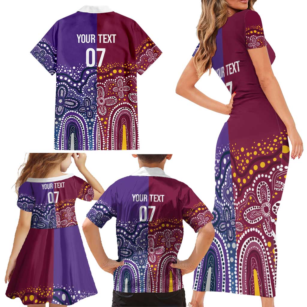 Broncos Vs Storm Rugby NRL Custom Indigenous Family Matching Short Sleeve Bodycon Dress and Hawaiian Shirt Fight To The Last - Aussie Hoodie