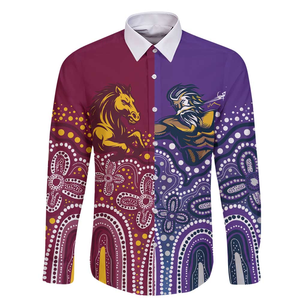 Broncos Vs Storm Rugby NRL Custom Indigenous Family Matching Short Sleeve Bodycon Dress and Hawaiian Shirt Fight To The Last - Aussie Hoodie