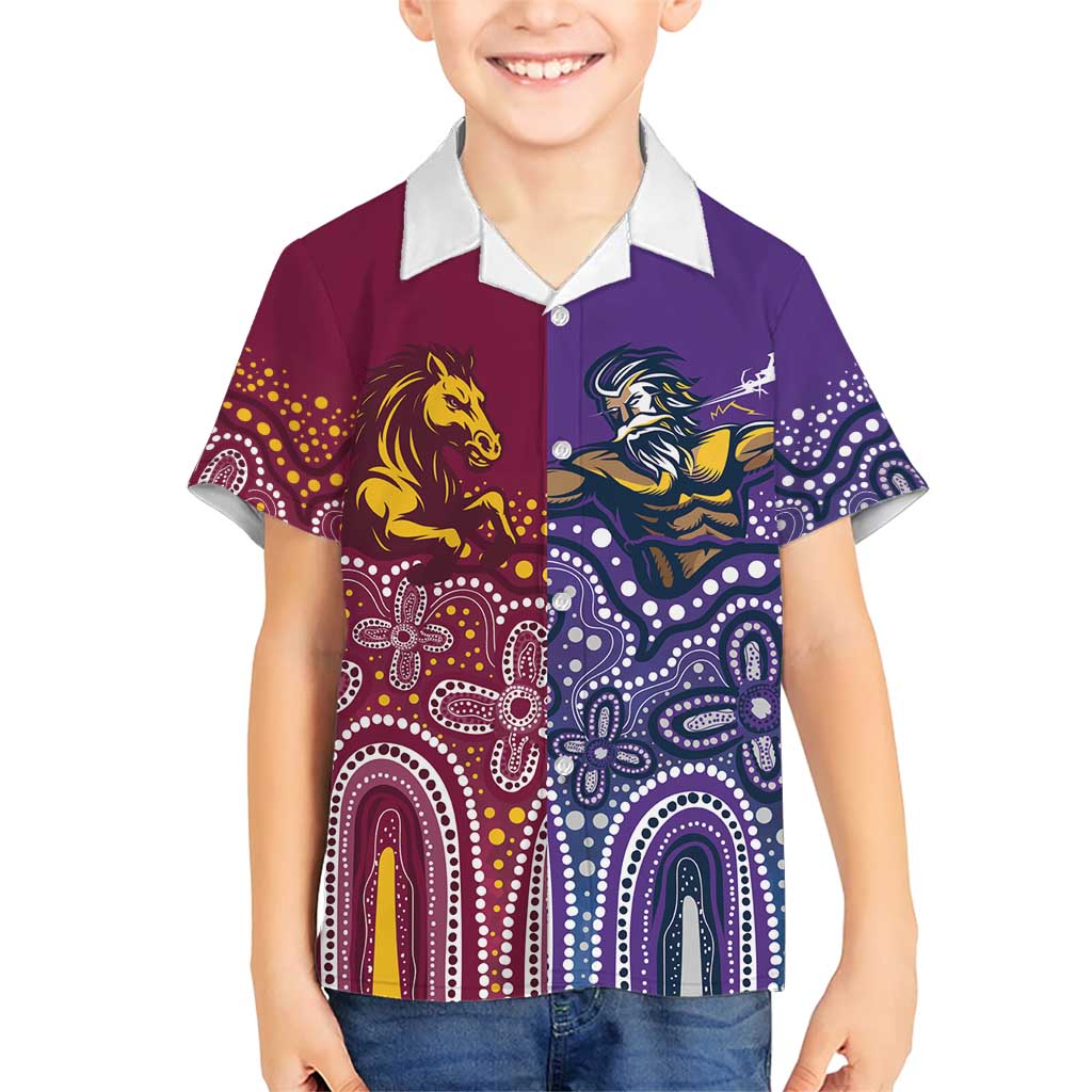 Broncos Vs Storm Rugby NRL Custom Indigenous Family Matching Short Sleeve Bodycon Dress and Hawaiian Shirt Fight To The Last - Aussie Hoodie