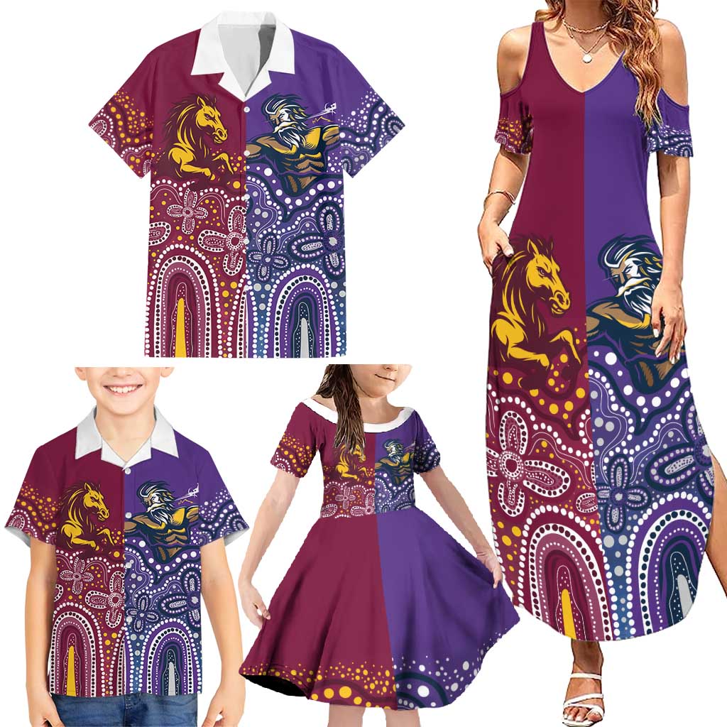 Broncos Vs Storm Rugby NRL Custom Indigenous Family Matching Summer Maxi Dress and Hawaiian Shirt Fight To The Last - Aussie Hoodie