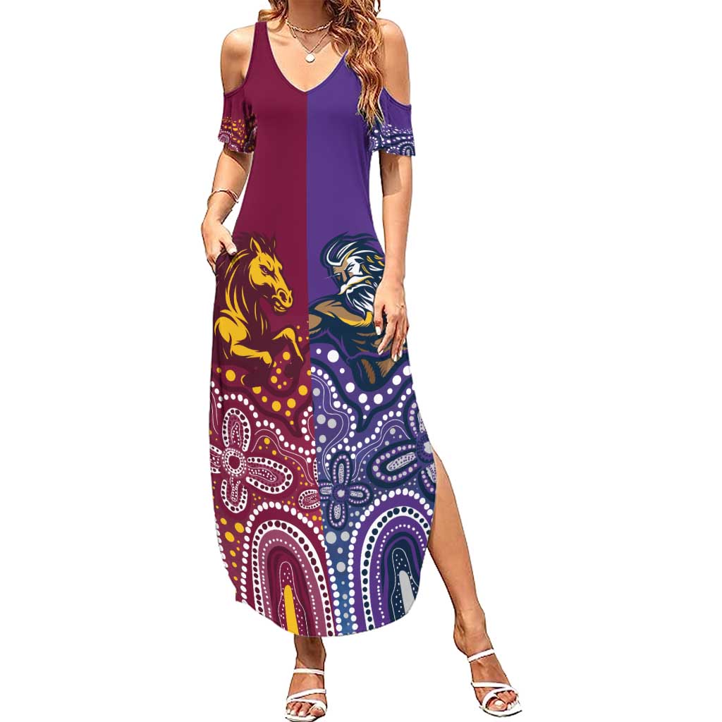 Broncos Vs Storm Rugby NRL Custom Indigenous Family Matching Summer Maxi Dress and Hawaiian Shirt Fight To The Last - Aussie Hoodie