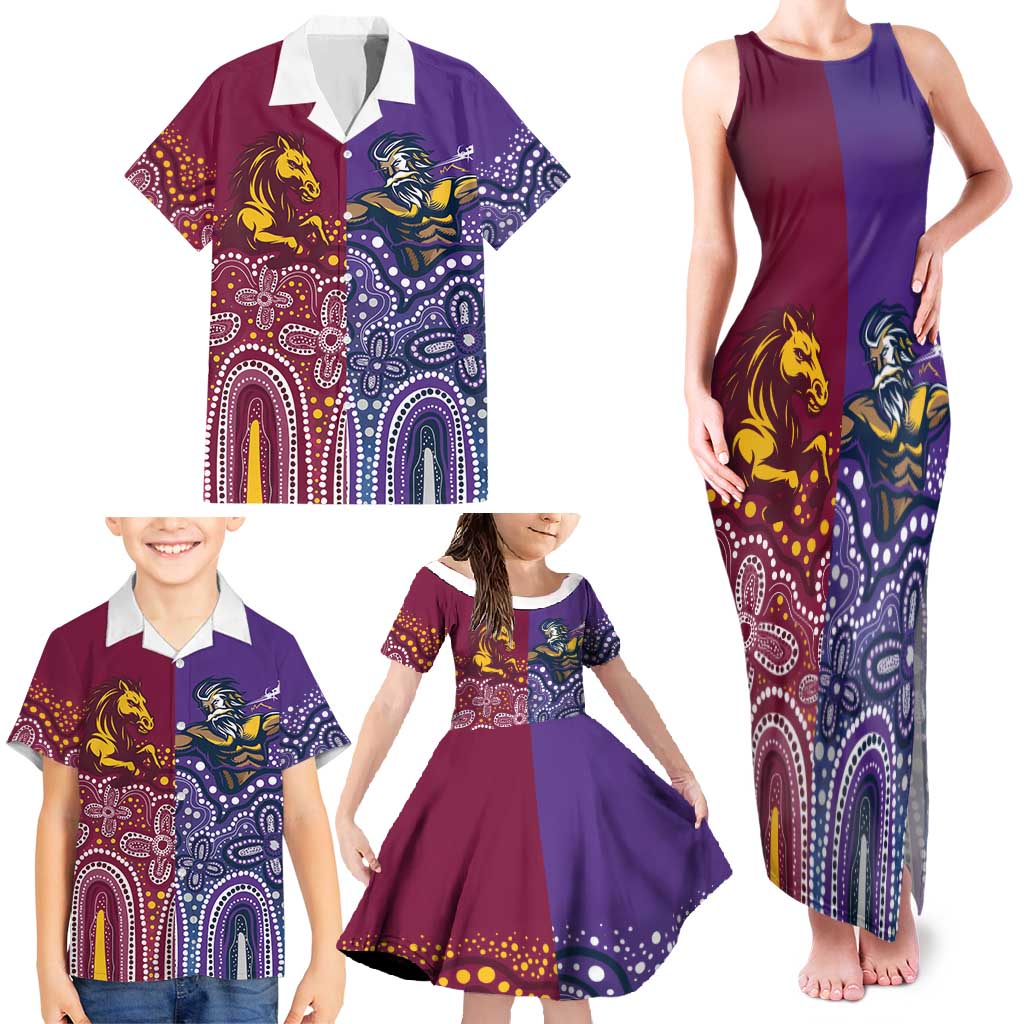 Broncos Vs Storm Rugby NRL Custom Indigenous Family Matching Tank Maxi Dress and Hawaiian Shirt Fight To The Last - Aussie Hoodie
