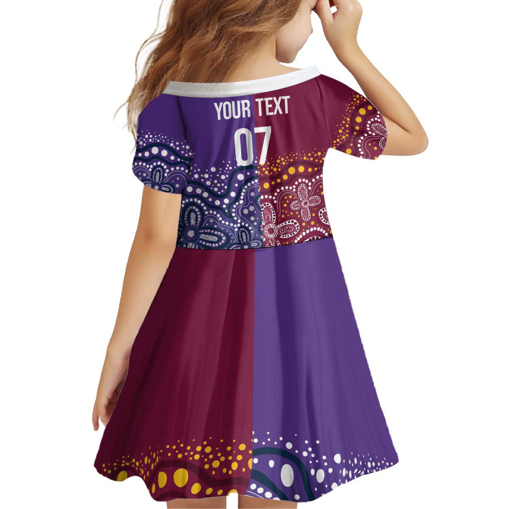 Broncos Vs Storm Rugby NRL Custom Indigenous Kid Short Sleeve Dress Fight To The Last - Aussie Hoodie