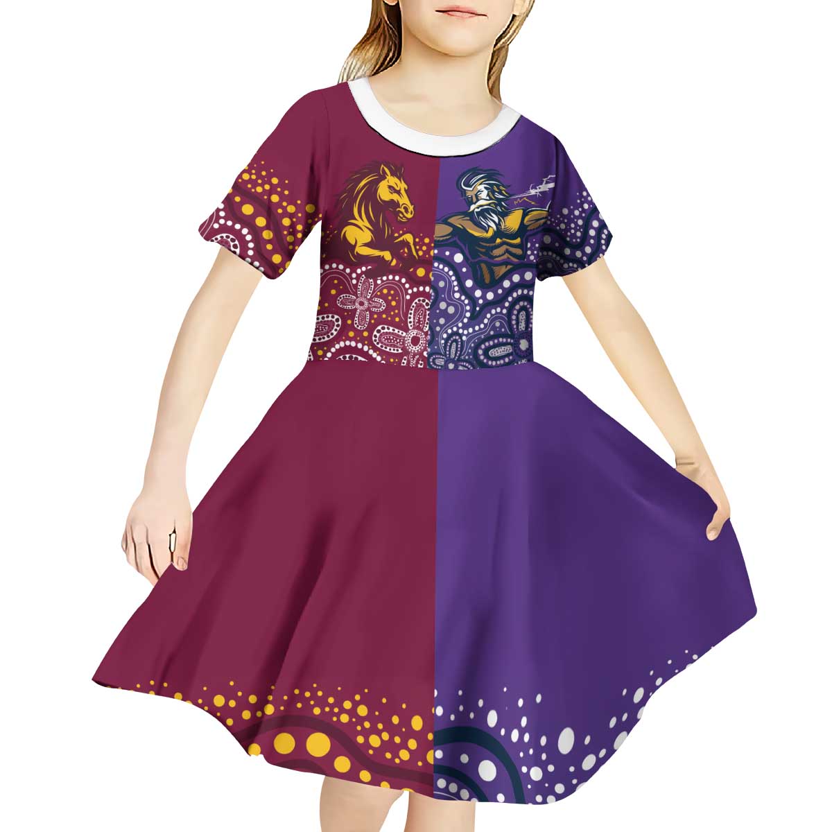 Broncos Vs Storm Rugby NRL Custom Indigenous Kid Short Sleeve Dress Fight To The Last - Aussie Hoodie