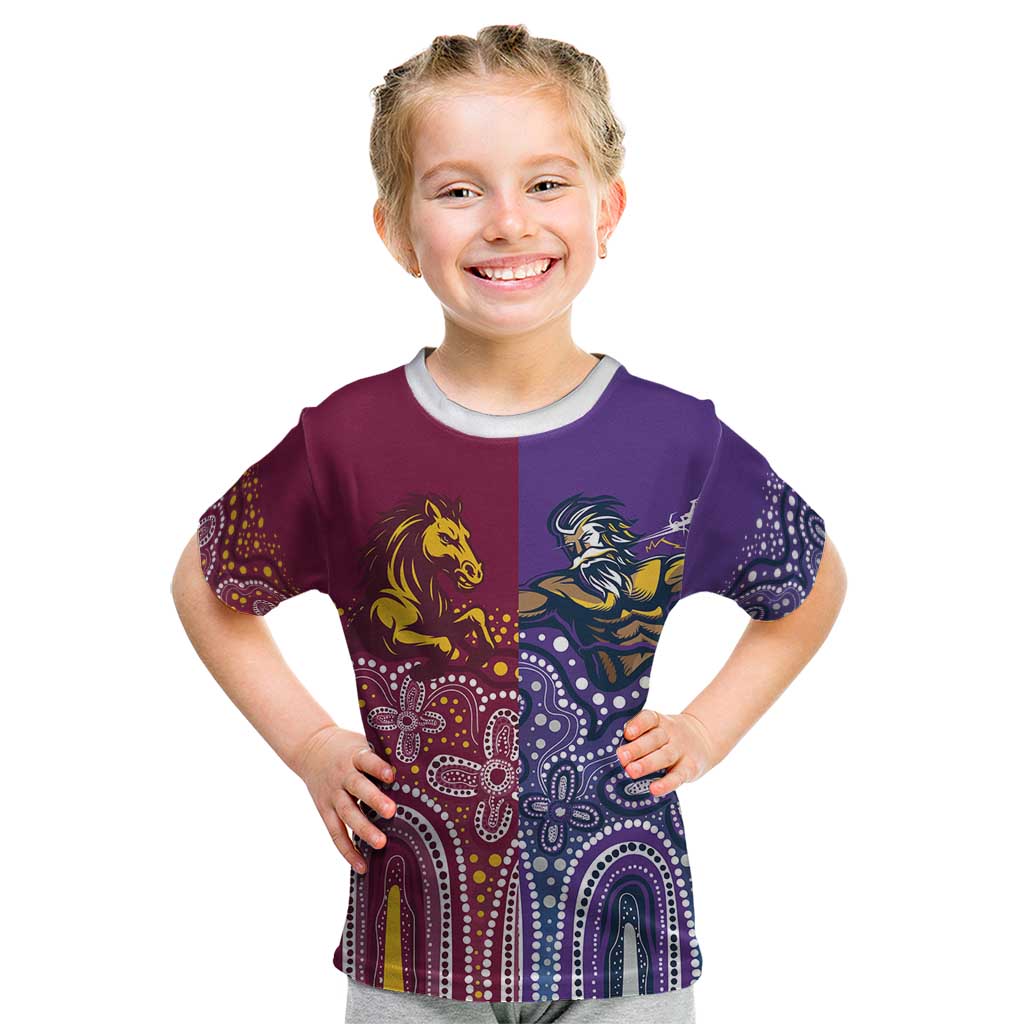 Broncos Vs Storm Rugby NRL Custom Indigenous Kid T Shirt Fight To The Last - Aussie Hoodie