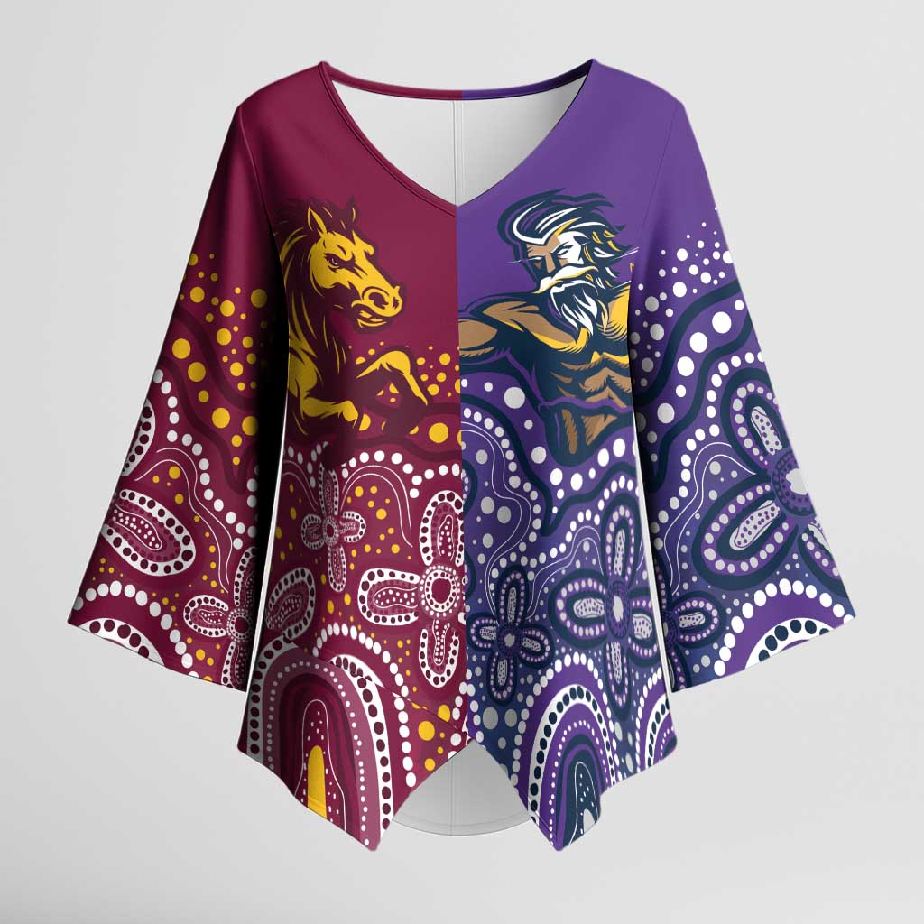 Broncos Vs Storm Rugby NRL Custom Indigenous Kimono Sleeve Blouse Fight To The Last - Aussie Hoodie
