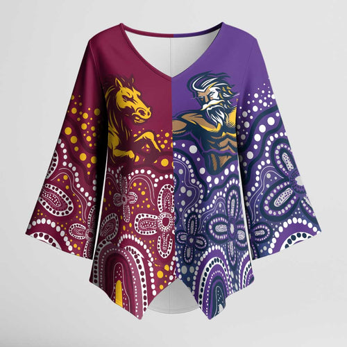 Broncos Vs Storm Rugby NRL Custom Indigenous Kimono Sleeve Blouse Fight To The Last - Aussie Hoodie