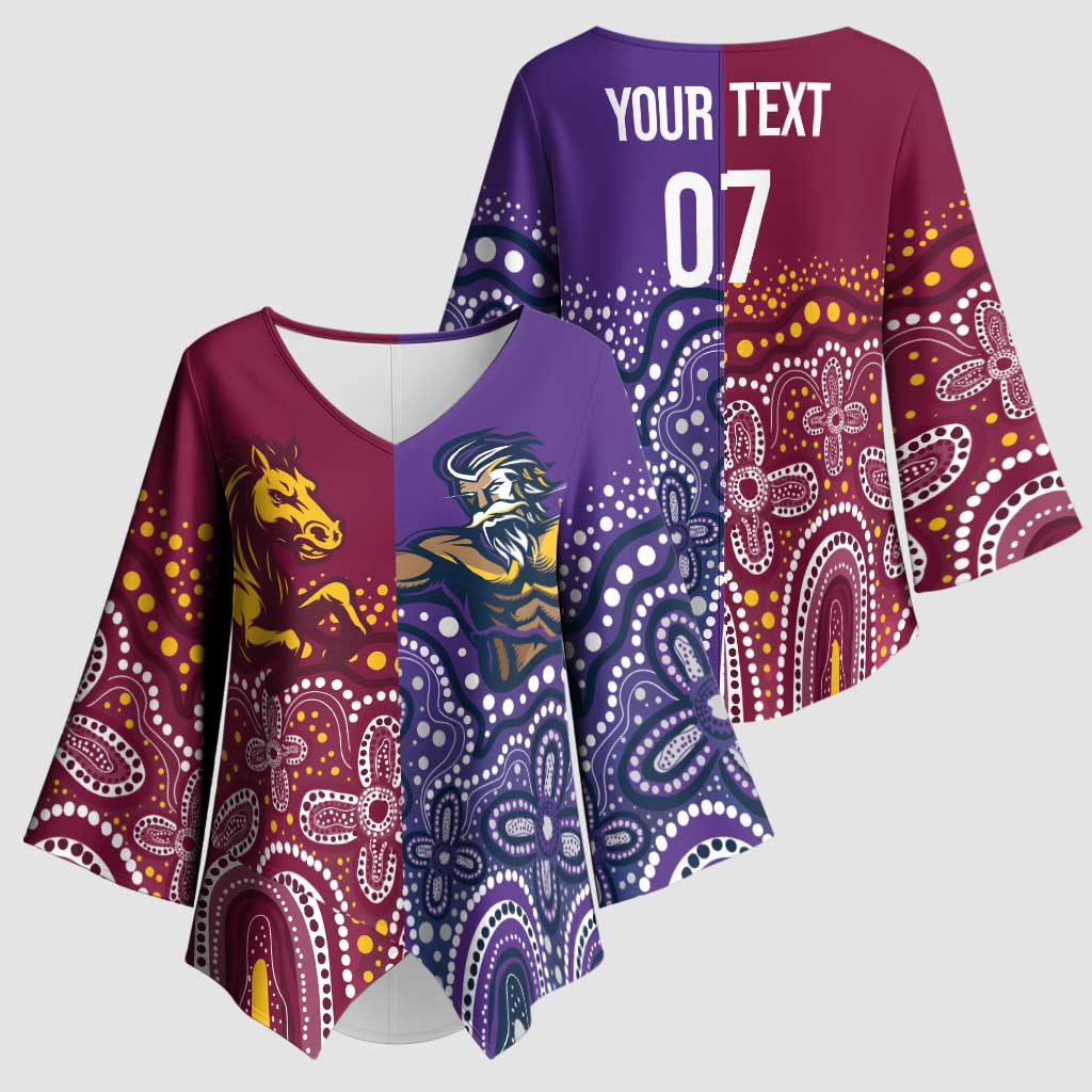 Broncos Vs Storm Rugby NRL Custom Indigenous Kimono Sleeve Blouse Fight To The Last - Aussie Hoodie