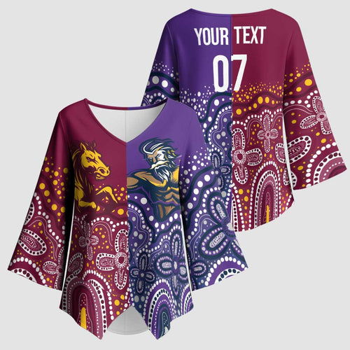 Broncos Vs Storm Rugby NRL Custom Indigenous Kimono Sleeve Blouse Fight To The Last - Aussie Hoodie