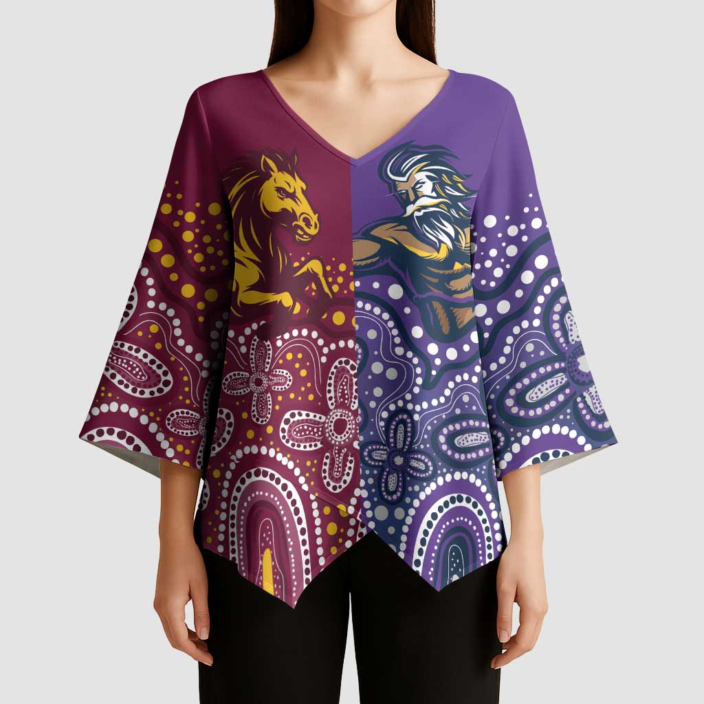 Broncos Vs Storm Rugby NRL Custom Indigenous Kimono Sleeve Blouse Fight To The Last - Aussie Hoodie