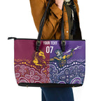 Broncos Vs Storm Rugby NRL Custom Indigenous Leather Tote Bag Fight To The Last - Aussie Hoodie