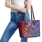 Broncos Vs Storm Rugby NRL Custom Indigenous Leather Tote Bag Fight To The Last - Aussie Hoodie