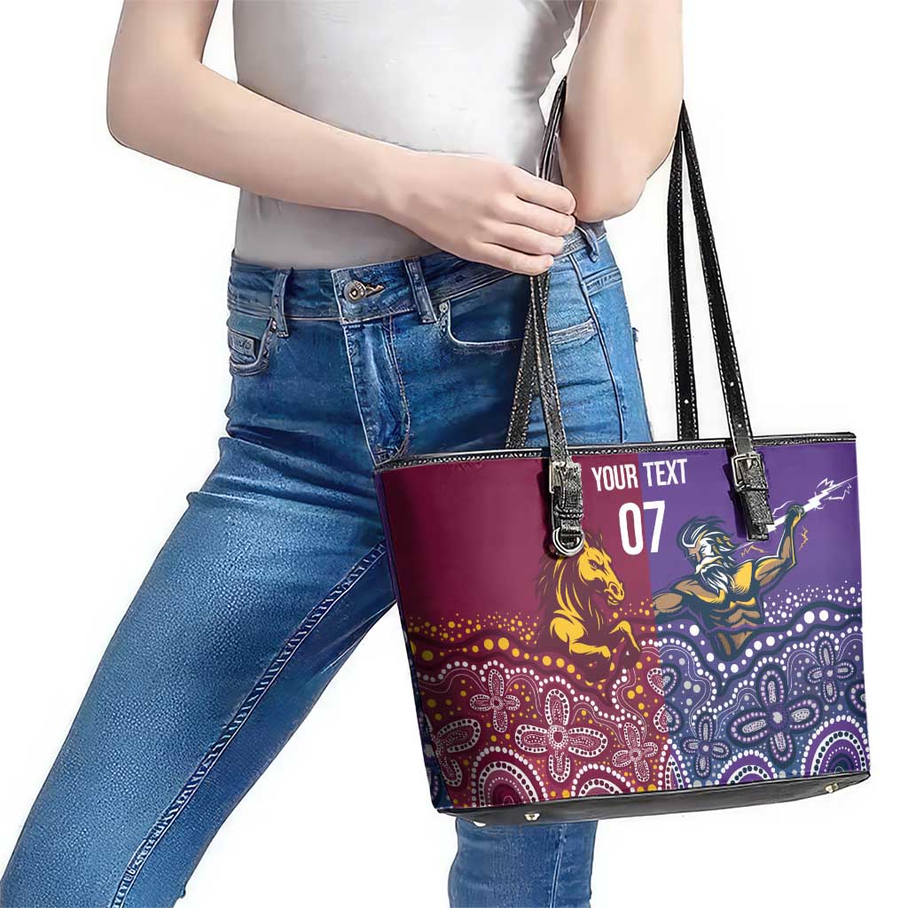 Broncos Vs Storm Rugby NRL Custom Indigenous Leather Tote Bag Fight To The Last - Aussie Hoodie