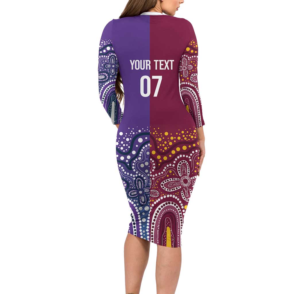 Broncos Vs Storm Rugby NRL Custom Indigenous Long Sleeve Bodycon Dress Fight To The Last - Aussie Hoodie