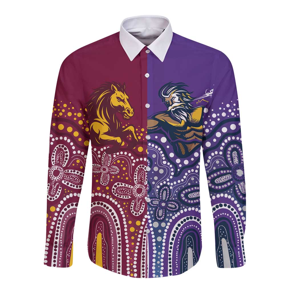Broncos Vs Storm Rugby NRL Custom Indigenous Long Sleeve Button Shirt Fight To The Last - Aussie Hoodie