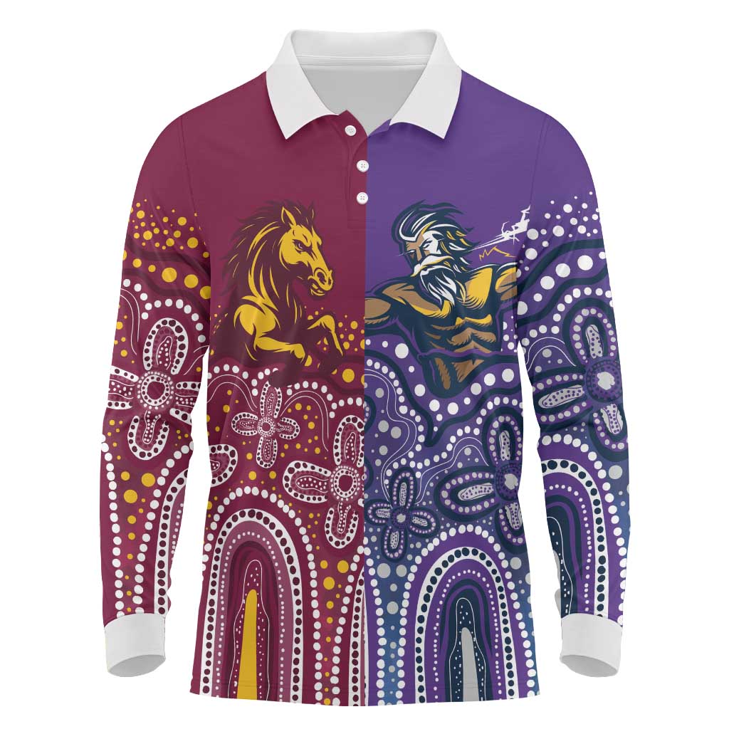 Broncos Vs Storm Rugby NRL Custom Indigenous Long Sleeve Polo Shirt Fight To The Last - Aussie Hoodie