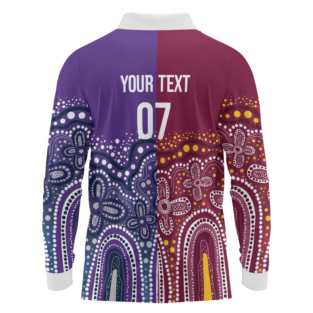 Broncos Vs Storm Rugby NRL Custom Indigenous Long Sleeve Polo Shirt Fight To The Last - Aussie Hoodie