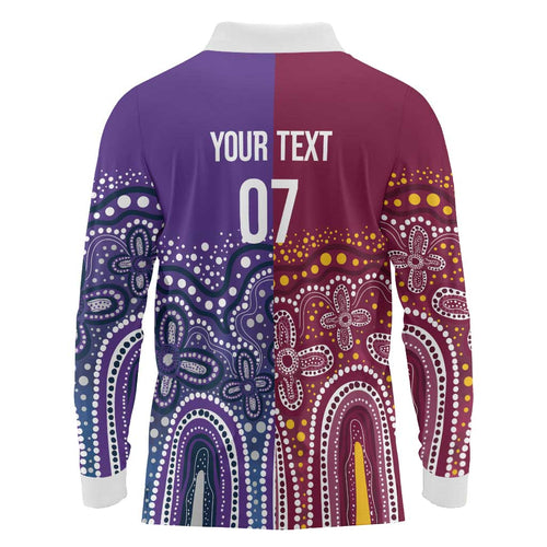 Broncos Vs Storm Rugby NRL Custom Indigenous Long Sleeve Polo Shirt Fight To The Last - Aussie Hoodie