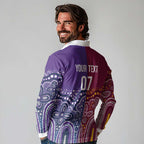 Broncos Vs Storm Rugby NRL Custom Indigenous Long Sleeve Polo Shirt Fight To The Last - Aussie Hoodie