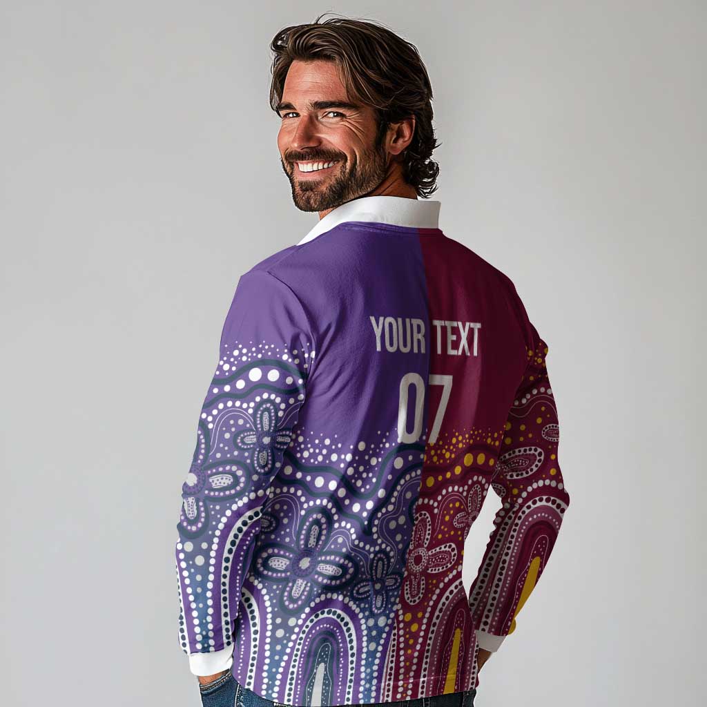 Broncos Vs Storm Rugby NRL Custom Indigenous Long Sleeve Polo Shirt Fight To The Last - Aussie Hoodie