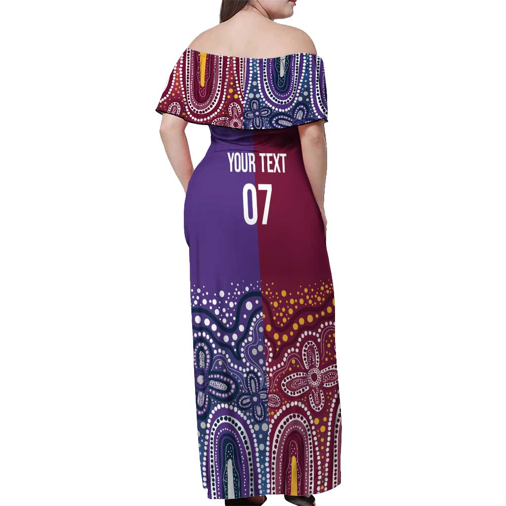 Broncos Vs Storm Rugby NRL Custom Indigenous Off Shoulder Maxi Dress Fight To The Last - Aussie Hoodie