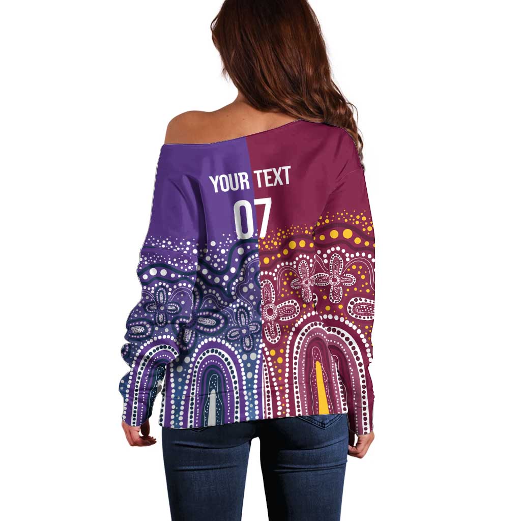 Broncos Vs Storm Rugby NRL Custom Indigenous Off Shoulder Sweater Fight To The Last - Aussie Hoodie