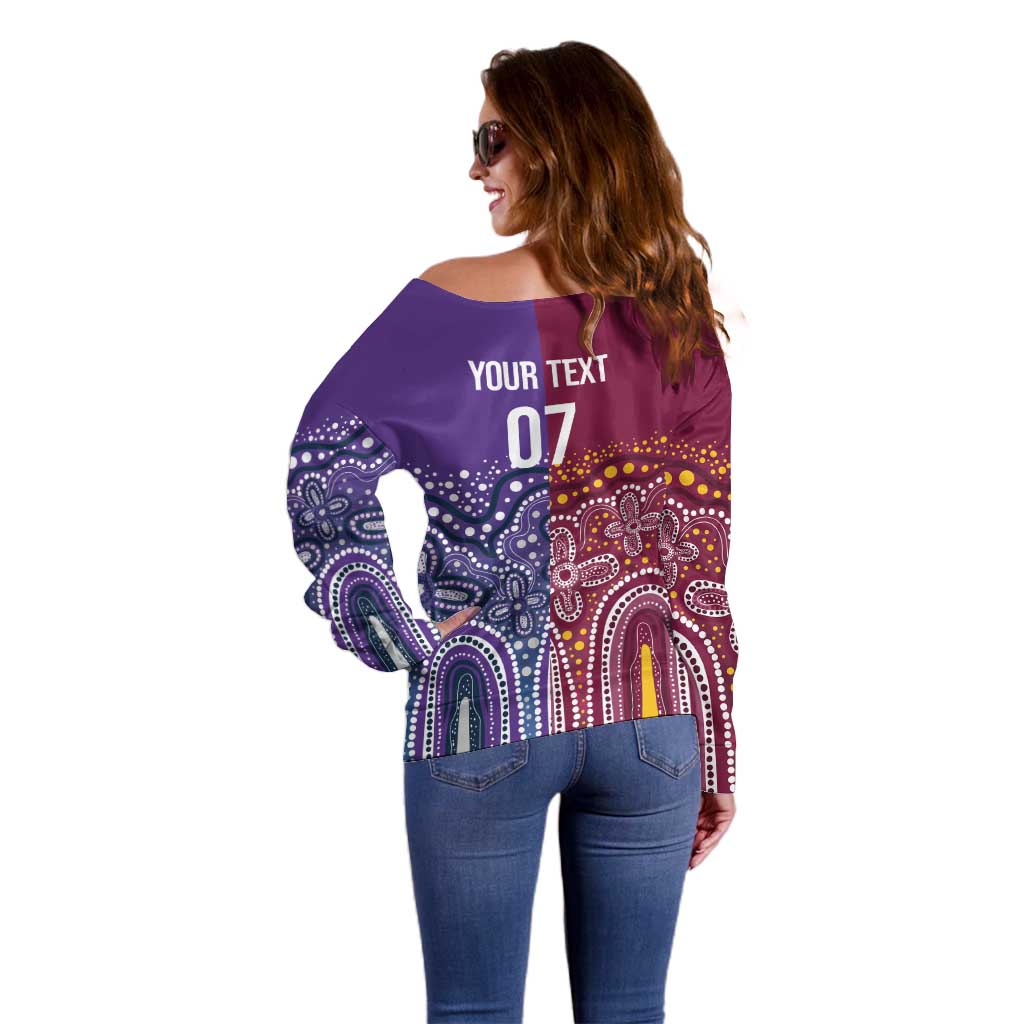 Broncos Vs Storm Rugby NRL Custom Indigenous Off Shoulder Sweater Fight To The Last - Aussie Hoodie