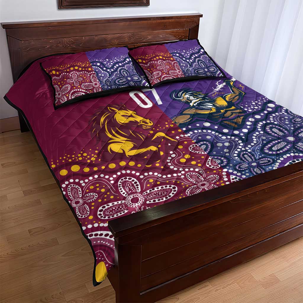 Broncos Vs Storm Rugby NRL Custom Indigenous Quilt Bed Set Fight To The Last - Aussie Hoodie