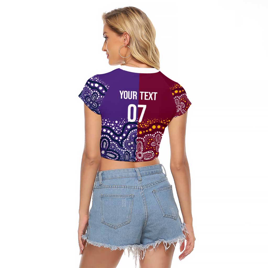 Broncos Vs Storm Rugby NRL Custom Indigenous Raglan Cropped T Shirt Fight To The Last - Aussie Hoodie