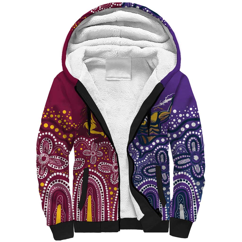Broncos Vs Storm Rugby NRL Custom Indigenous Sherpa Hoodie Fight To The Last - Aussie Hoodie